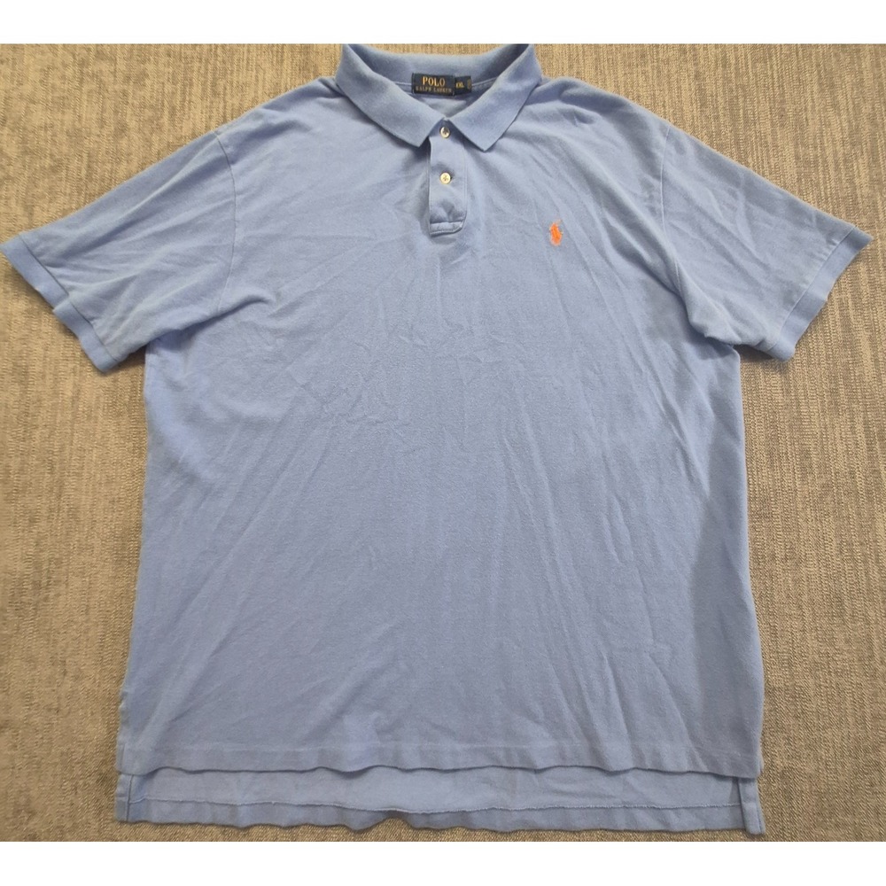 Polo Ralph Lauren men's light blue polo shirt XXL 100% Cotton orange pony logo